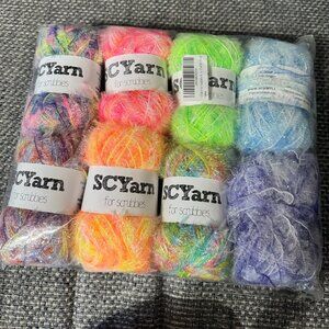 SCYarn for Scrubbies 8 Skeins Scrubbing Yarn Multi Colored 100 Polyester